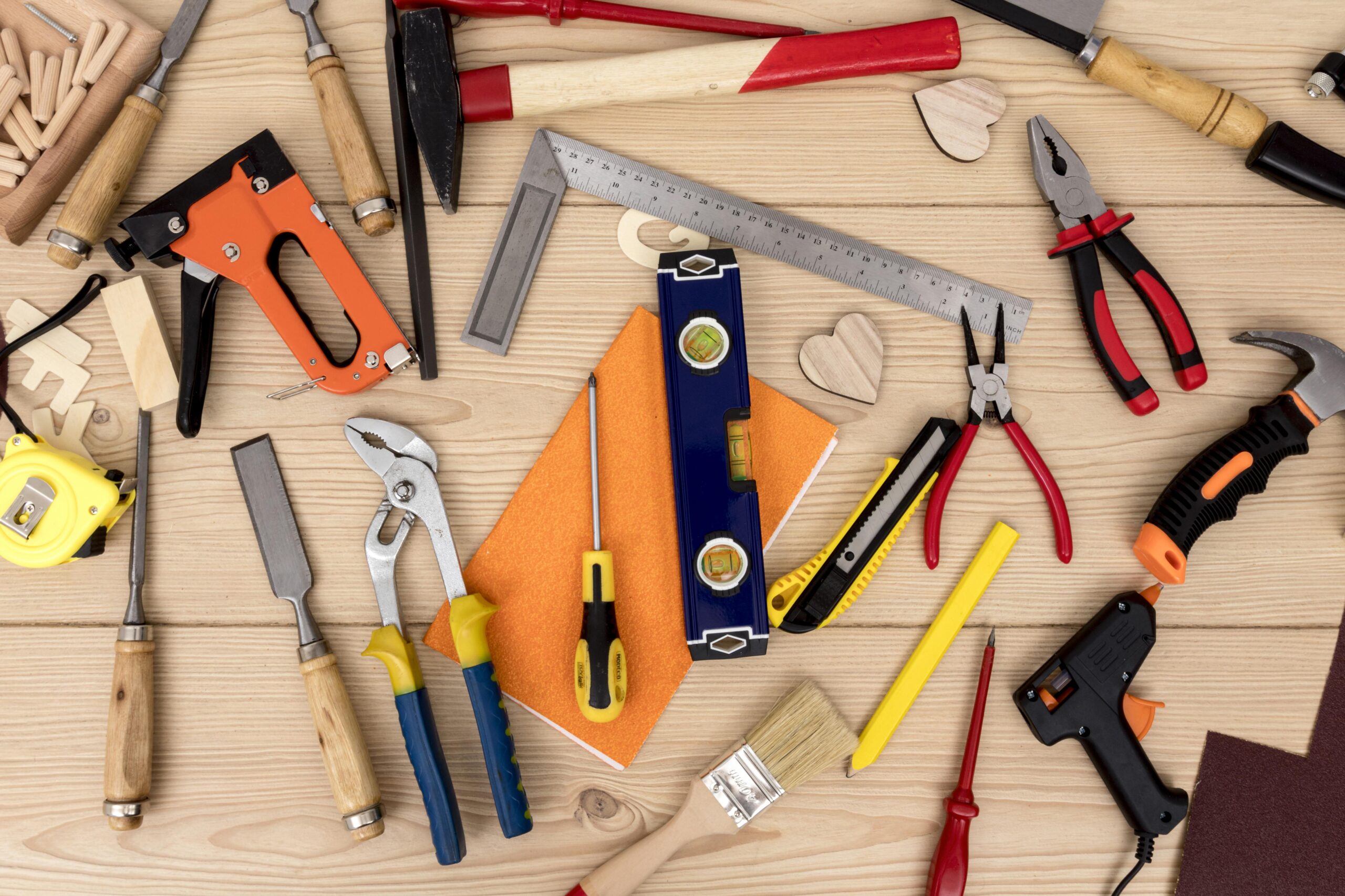 top-view-arrangement-tools-carpentry top-view-arrangement-tools-carpentry